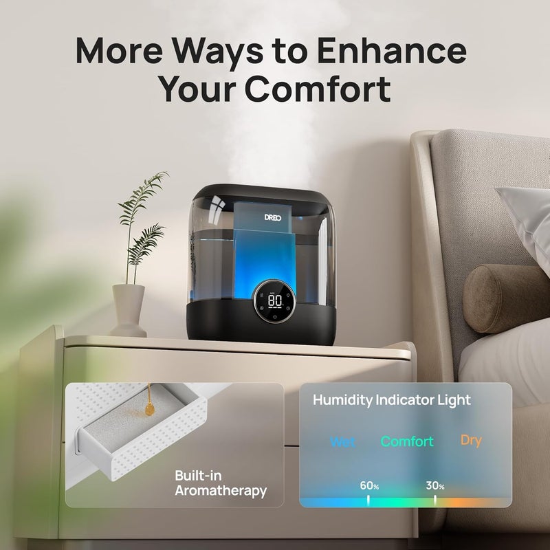 Dreo 6L Top Fill Humidifiers for Bedroom, 60H Runtime 28 dB Quiet Supersized Cool Mist Air Humidifiers for Large Room, Baby Nursery, Plant, Indoor, Night Light, Easy to Clean, Precise Humidity Control - Image 5